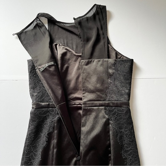 Guess Sweetheart Satin Black Cocktail Dress Eyelash Lace Overlay Evening Sz 4 - Picture 16 of 16